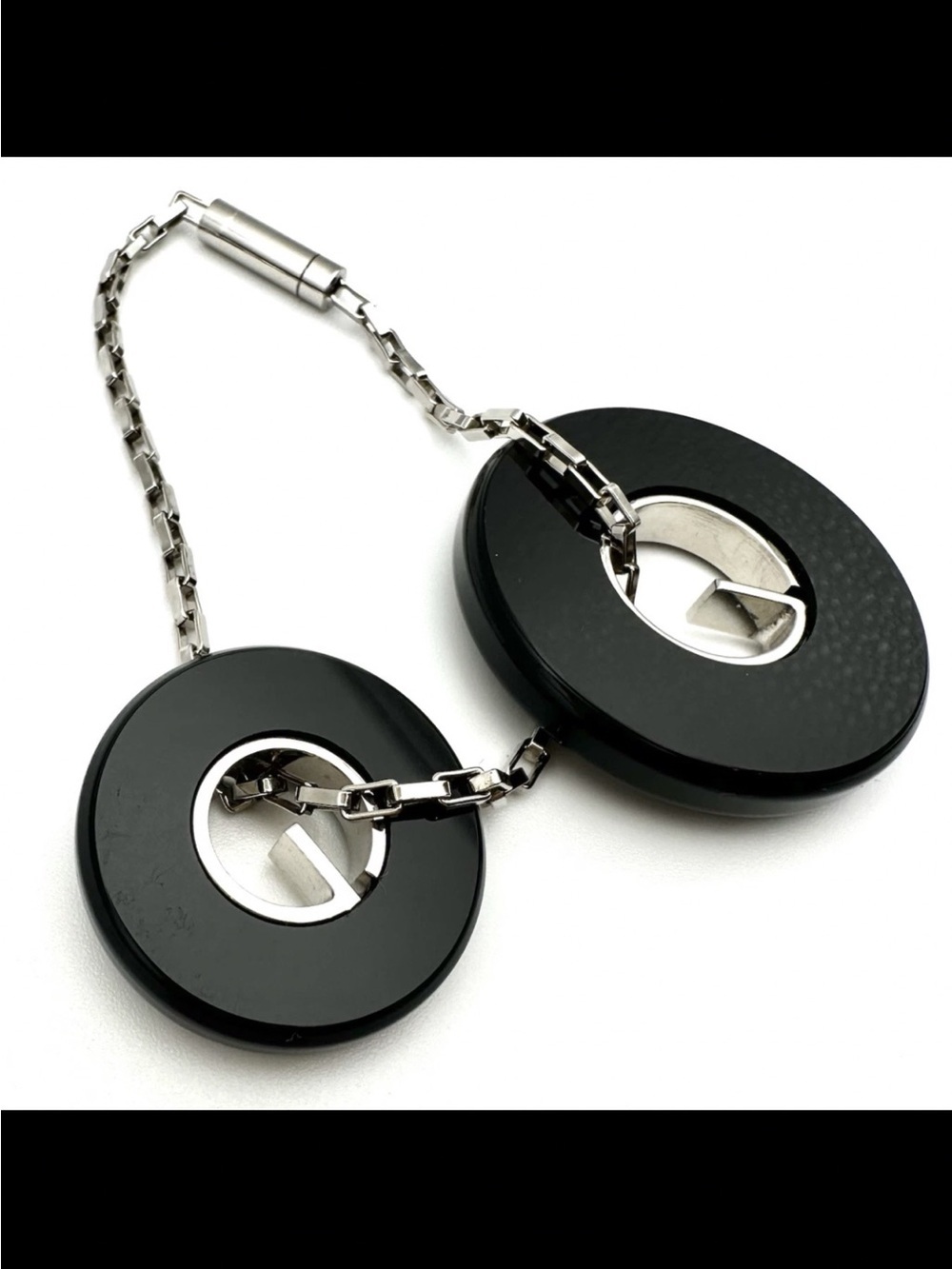 Gucci Bag Charm Round G Logo in Black and Silver-RARE - Picture 2 of 10